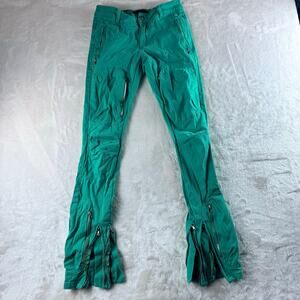 Tulones Skinny Jeans w/ Zippered Flare Ankles Green Denim Casual Stylish